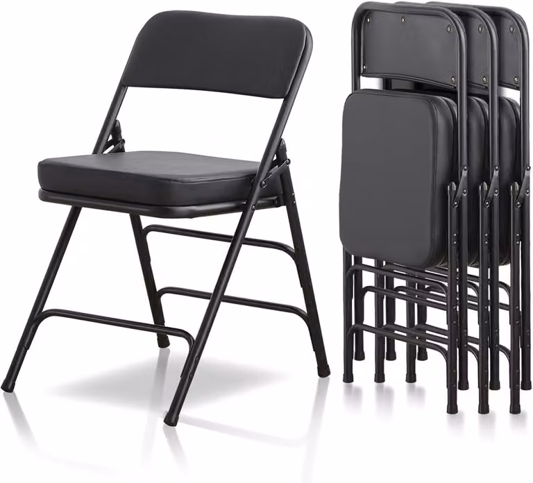 4-pack Comfortabele Opvouwbare Klapstoelen met Extra Dikke Gewatteerde Zitting