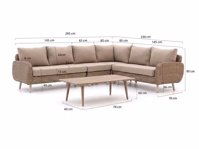 Hoek loungeset Intenso Beige voor 6 personen met afneembare hoezen