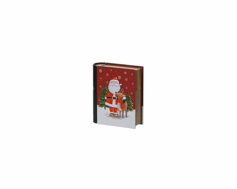 Kerst opbergblik met kerstman en rendier, multicolor en rood, B: 10 cm, D: 4 cm, H: 12 cm