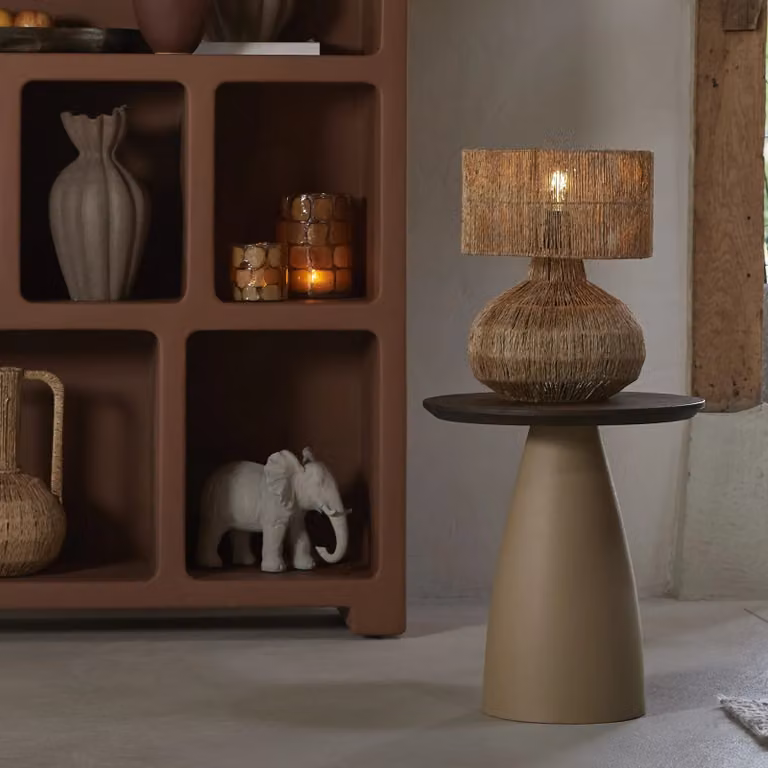Light & Living Arova Tafellamp Jute - Beige/Bruin - B/D/H: 30 x 30 x 40 cm