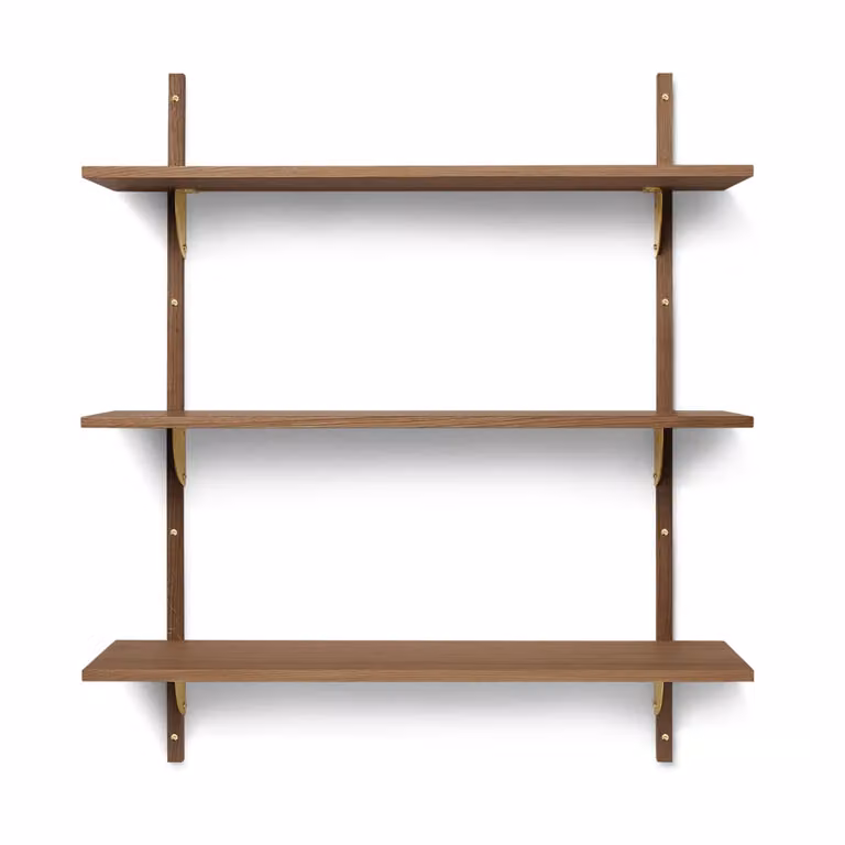 Ferm Living Sector plank triple wide wandplank in Smoked Oak en messing