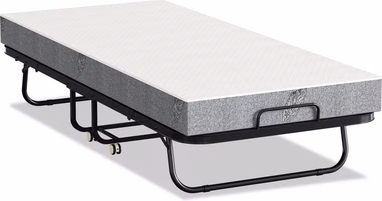 Opklapbaar eenpersoons vouwbed met metalen frame en matras, B/D/H: 90 x 200 cm