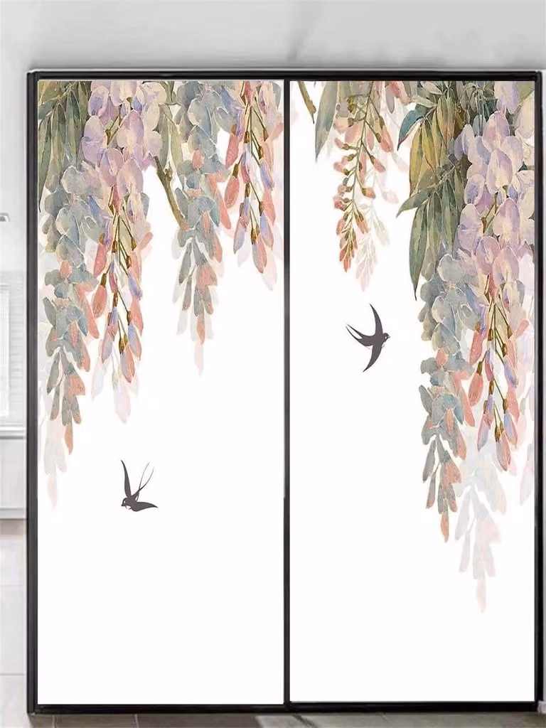 Decoratieve Raamfolie met Bloemenmotief - Gekleurde Privacyfolie - Statisch Hechtend zonder Lijm - Breedte: 70 cm, Hoogte: 200 cm