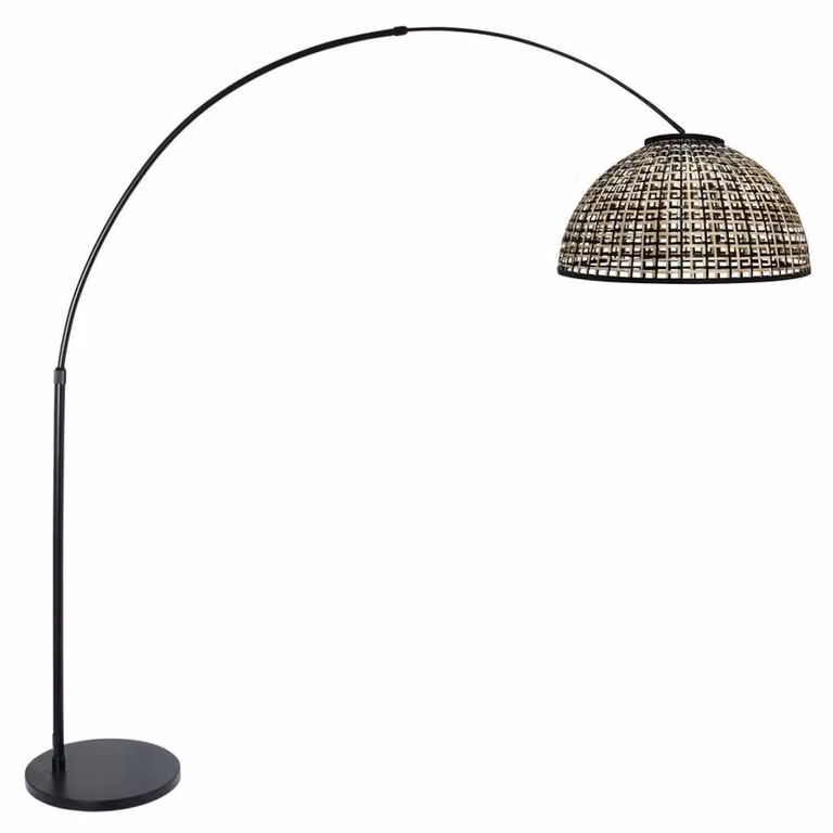Steinhauer Nox Light Zwarte booglamp met bamboe kap Ø60cm - 4561ZW