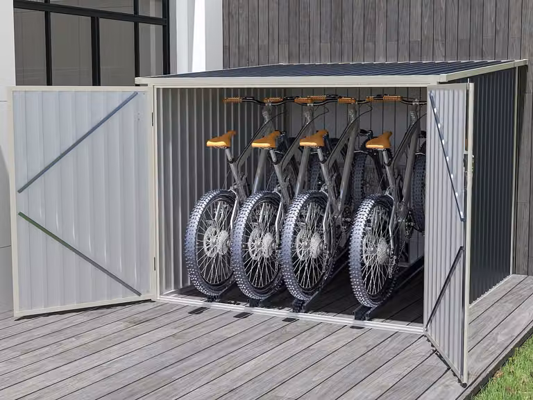 NIKI Fietsberging van antracietgrijs gegalvaniseerd staal met dubbele deur, 4m2 voor 4 fietsen