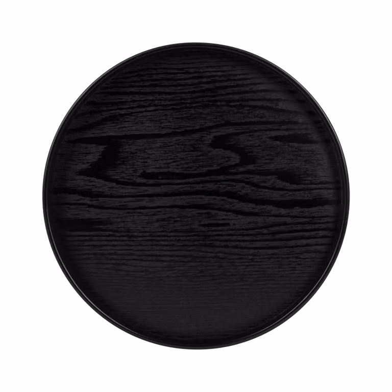 QUVIO Houten dienblad rond - Zwart - Diameter: 33 cm