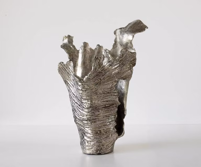 DELIFE Vaas Corallo Handgemaakt Aluminium Platina B: 43 cm, D: 24 cm, H: 61 cm