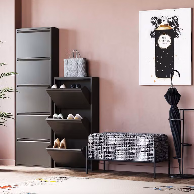 home24 Schoenenrek Caruso 170 cm zwart/zwart