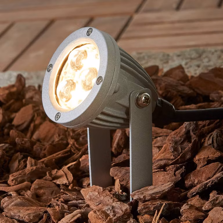Ledino LED grondspies lamp voor de tuin, grijs, aluminium