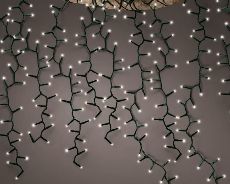 Compact LED Kerstverlichting Cascade Gordijn Warm Wit met 576 Lampjes