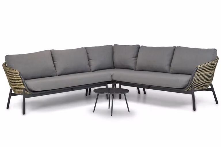 Coco 4-delige hoek loungeset met aluminium frame en grijze kussens