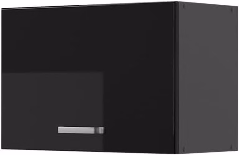 Zwarte hoogglans hangkast voor de keuken van MDF, Breedte: 60 cm