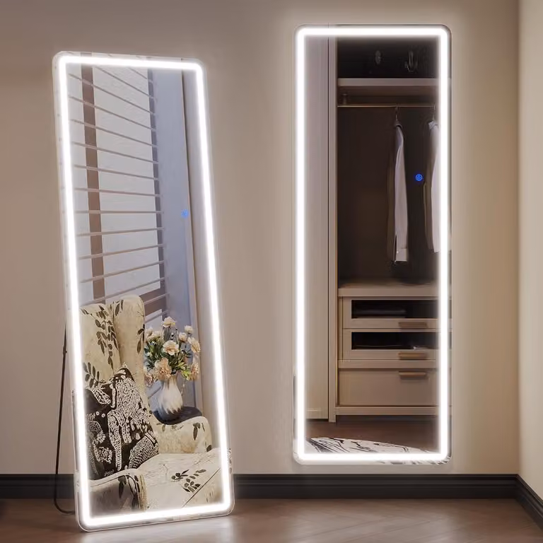Grote staande spiegel met LED-verlichting voor volledige lengte, 178 x 65 cm