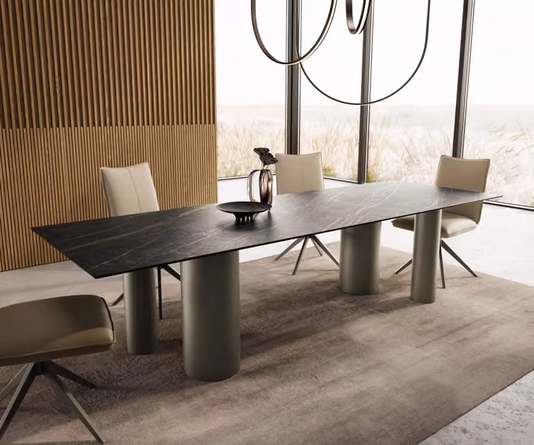 DELIFE Edge Eetkamertafel met keramiek blad Noir Desir bruin, B/D/H: 300 x 100 x 75 cm