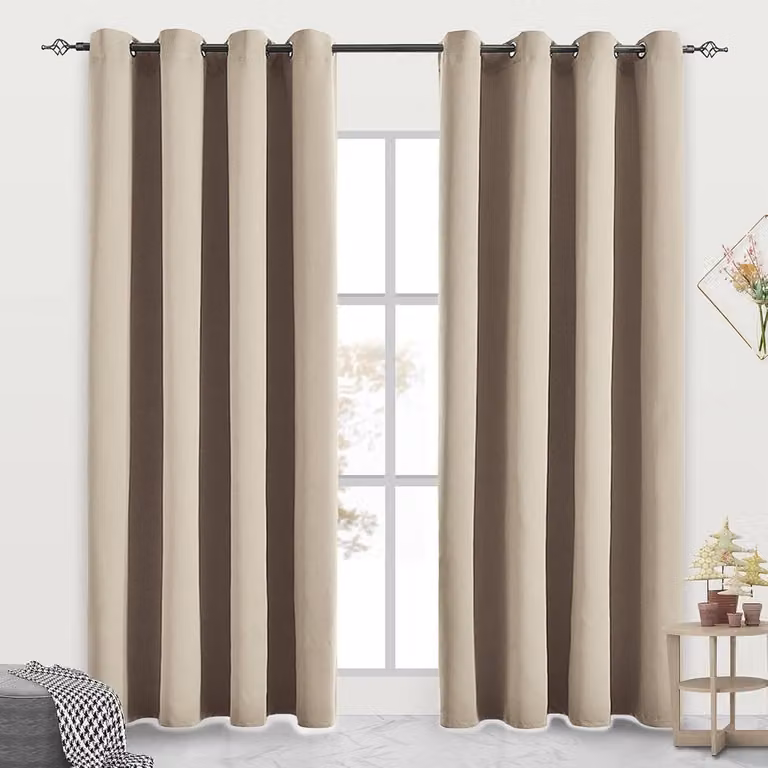Verduisterende Gordijnen 2 Delen Thermisch Isolerend en Geluiddempend - Beige - B: 132 cm, H: 244 cm