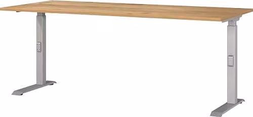 Germania bureau met handmatige hoogteverstelling, bruin/zilver, B/D/H: 180 x 91 x 80 cm