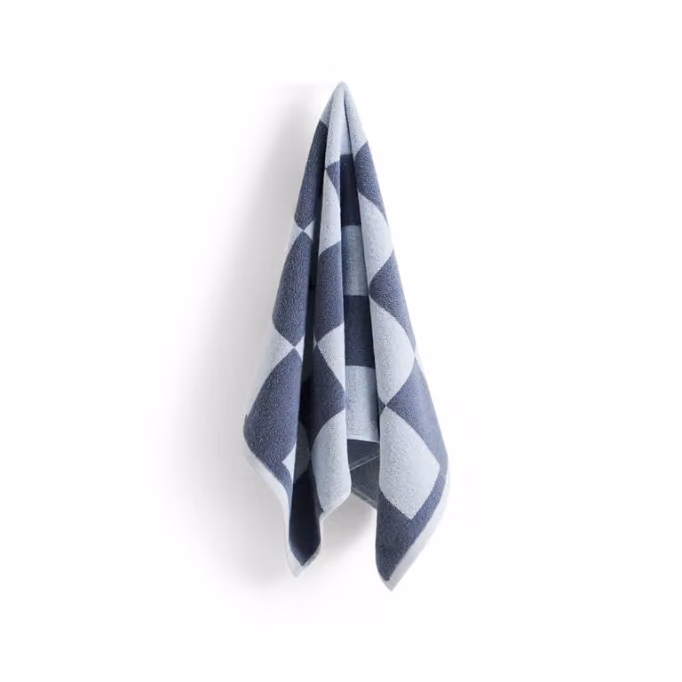 HAY Check handdoek Steel blue B: 50 cm, H: 90 cm