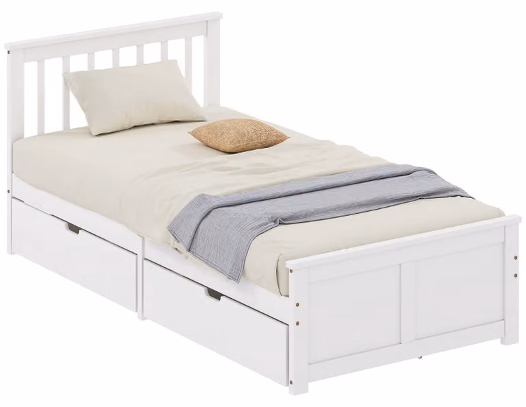 HOMCOM bed met lade en houten lattenbodem, 90 x 200 cm