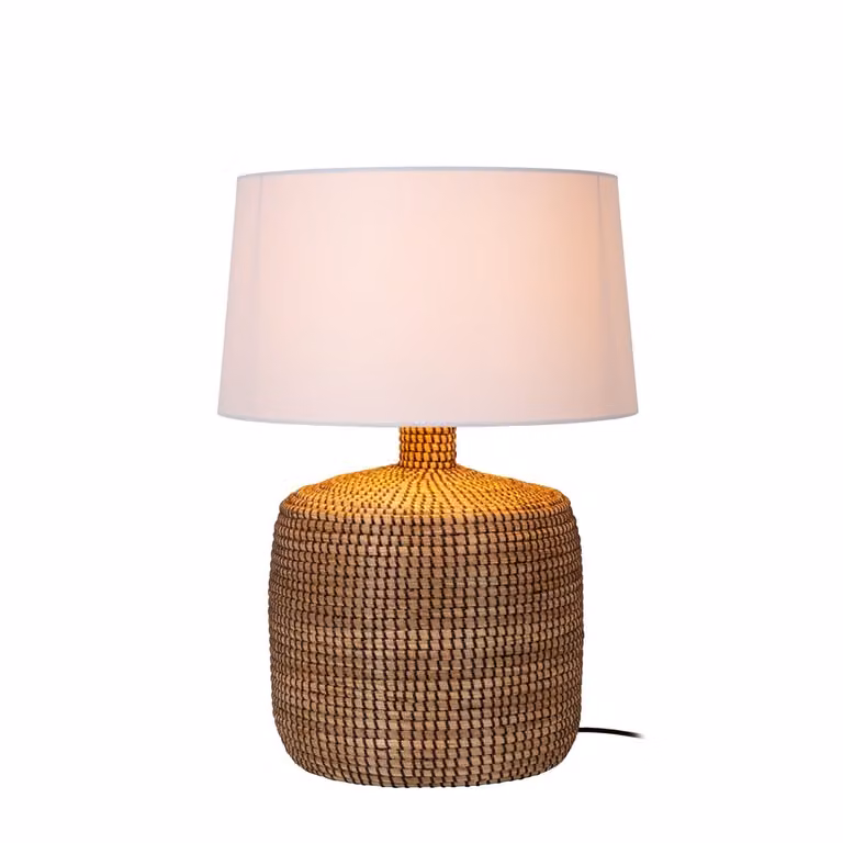 Lucide Ambala Tafellamp van Rattan in Bruin en Beige - Ø 45 cm
