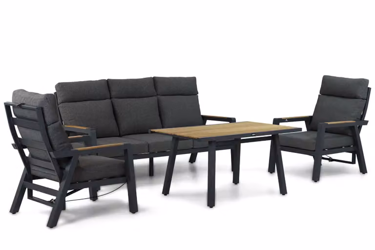 Lifestyle Garden Furniture Marseille 4-delige loungeset met aluminium en teak in grijs