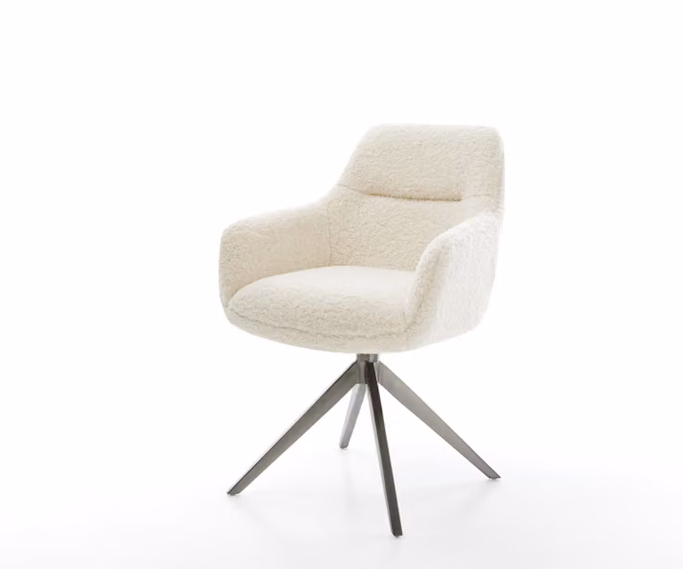DELIFE Draaistoel Pejo-Flex beige boucle met kruisframe en armleuningen
