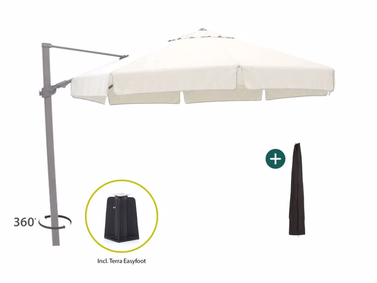 Shadowline Miami Parasol - Wit - Aluminium - Rond - 350 cm