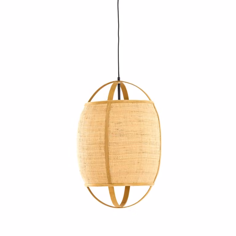 Light & Living Bozona Landelijke Hanglamp Rattan Bruin Beige Diameter: 38,5 cm