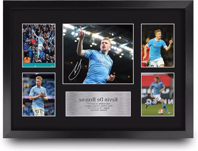 Gedrukte Foto Voetbal Fans Gesigneerd Display A3 Formaat Zwart