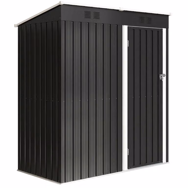 Outsunny Metalen gereedschapsschuur met schuin dak en ventilatie, donkergrijs, H x B x D: 179 x 163 x 90 cm