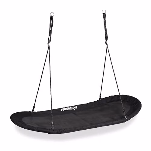 Relaxdays Nestschommel Ovaal Zwart voor Kinderen en Volwassenen, B/D/H: 141,5 x 43,5 cm