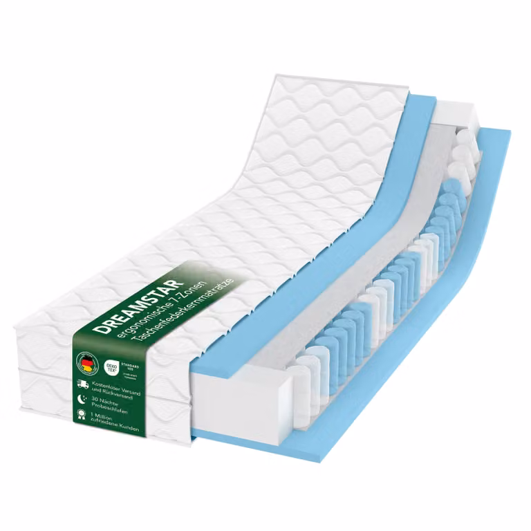 Dreamstar Ergo Flex TFK XXL Duo Pocketveringmatras, 7 zones, 90 x 190 x 22 cm