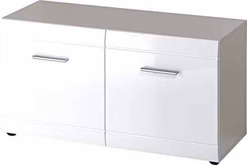 Germania GW-Adana Schoenenbankje, wit met hoogglans voorzijden, B: 96 cm, H: 39 cm, D: 51 cm