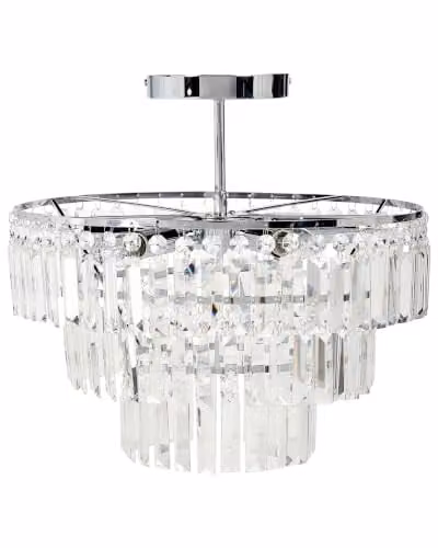 Beliani Glamour Kroonluchter - Zilver - Glas en Kristal