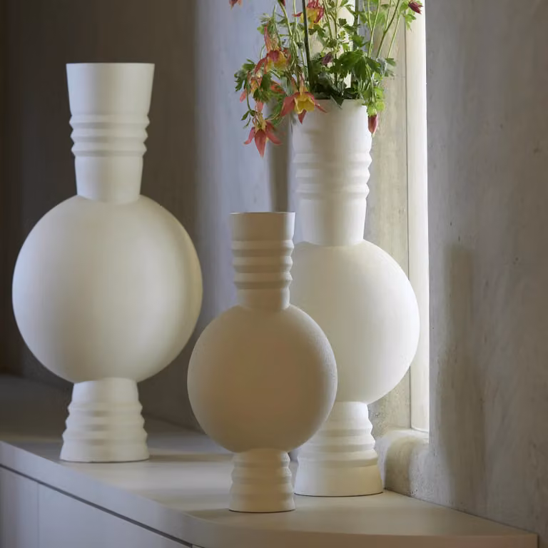Light - Living Vaas Kavansi in mat creme en beige, keramiek, B: 21 cm, H: 60 cm