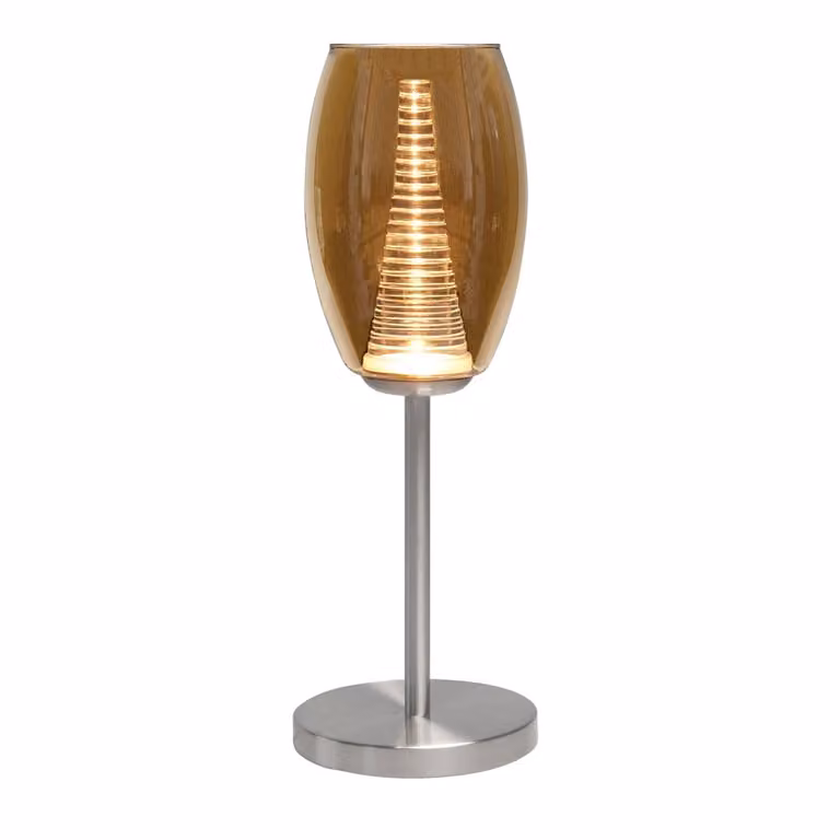 Highlight Tafellamp Nebula met amber glas en nikkel uitvoering