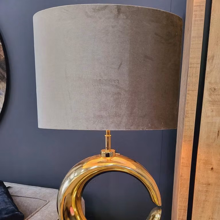 Light en Living Lampenkap ovaal recht smal ZINC taupe beige grijs textiel B/D/H: 70 x 27 x 38 cm