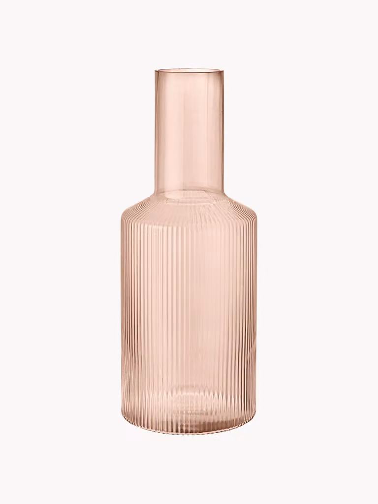 ferm LIVING Mondgeblazen karaf Ripple met reliëfpatroon, 1 l