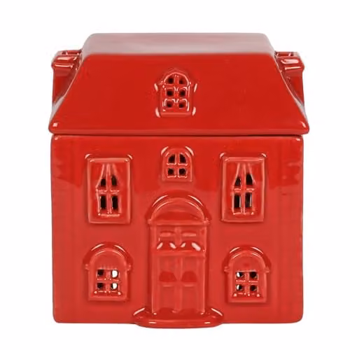 Something Different CR_01520 Oliebrander met Rood Keramisch Huis, H12cm x B12cm x D10cm