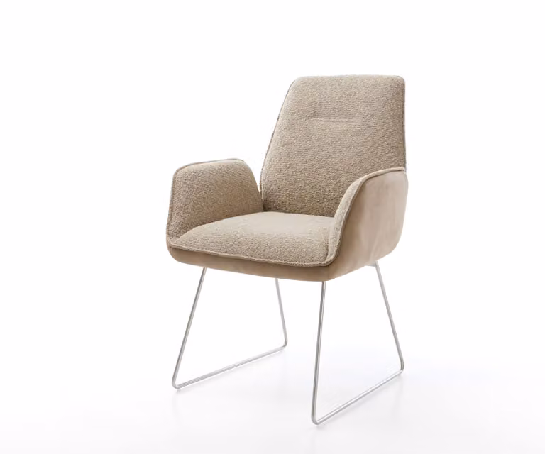 DELIFE Eetkamerstoel Zoa-Flex met cantilever onderstel en pocketveer in beige, bruin en zilver