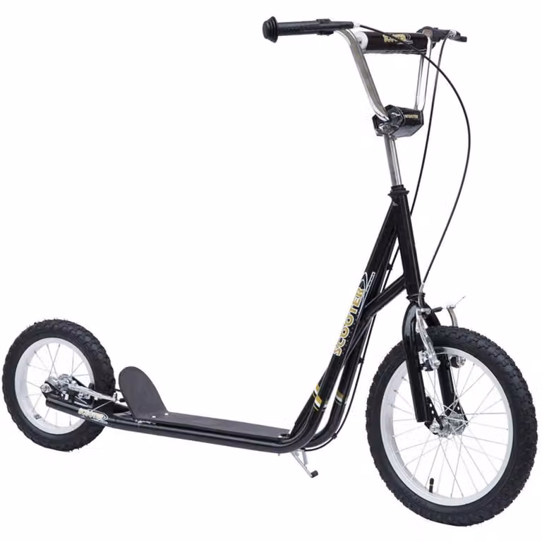 HOMCOM Kinderloopfiets en scooter met remmen, verstelbaar, zwart