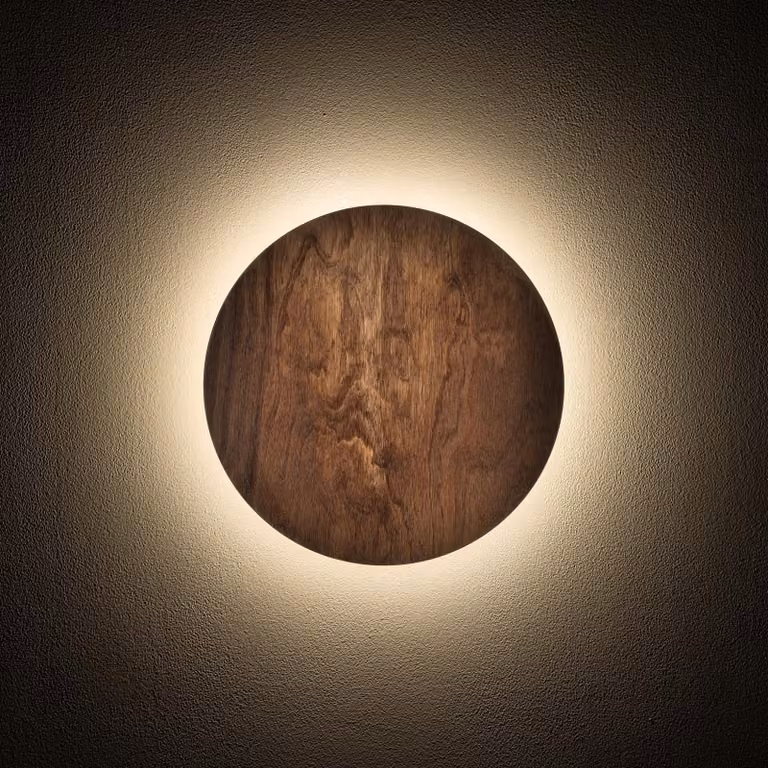 Lyora Wandlamp Ring Timber S LED hout en brons