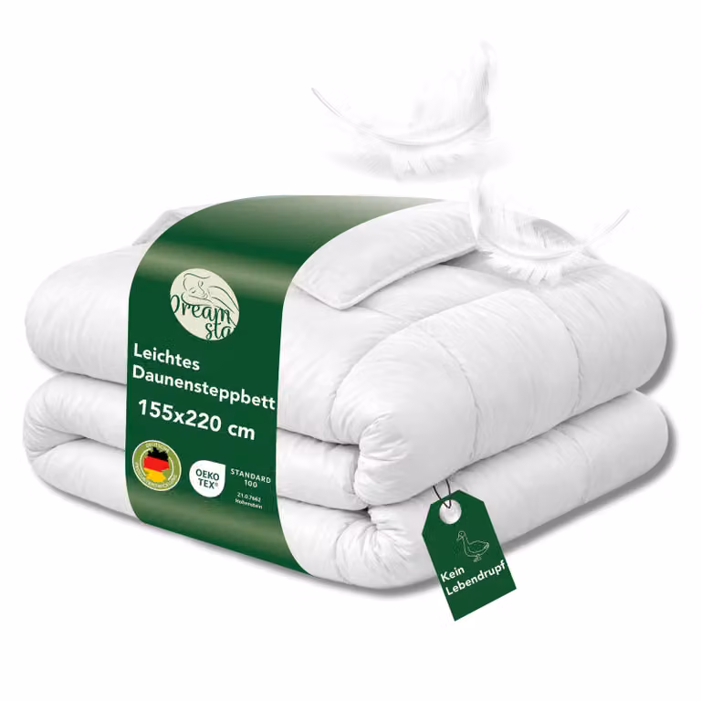 DREAMSTAR Lichtgewicht zomerdekbed met 70% dons voor volwassenen, 155 x 220 cm
