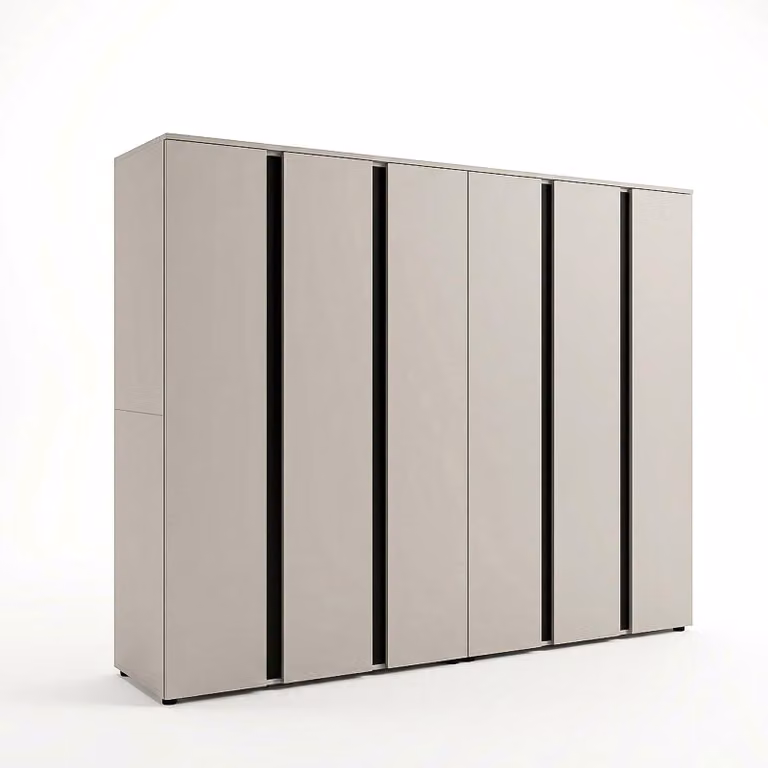 Xonox.home Kleerkast Amara, Kasjmierbeige, 6 Deuren, 2 Kledingroedes en 8 Legplanken, B/D/H: 242 x 184 x 52 cm