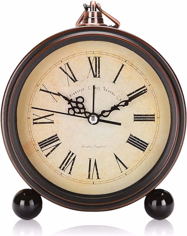 Retro Analoge Tafelklok zonder Tikken - Stille Vintage Alarmklok voor Slaapkamer en Kinderkamer