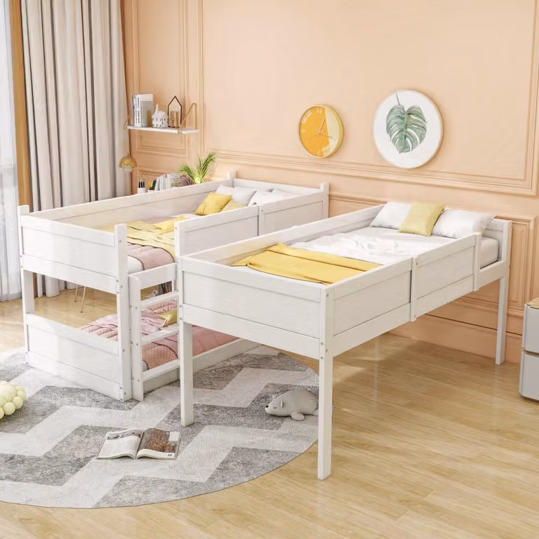 REDOM Driepersoons Hoogslaper – Omvormbaar naar eenpersoonsbed en laag stapelbed – Wit – 3x 90x200 cm