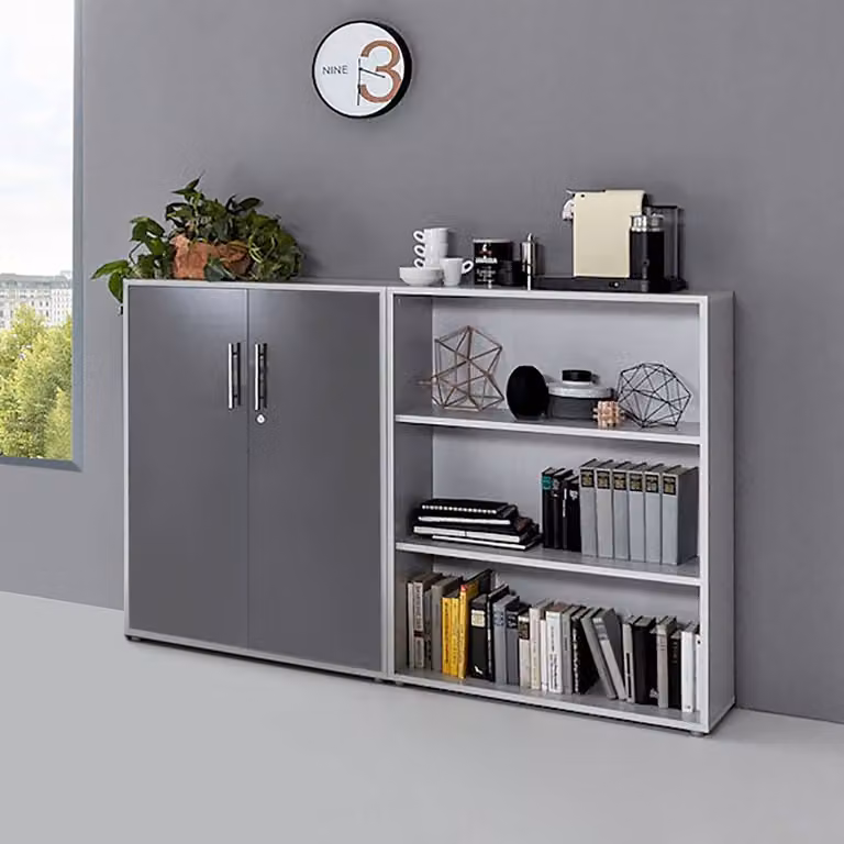 home24 Dossierkast 2-delig grijs/antraciet B/D/H: 114 x 33 x 85 cm