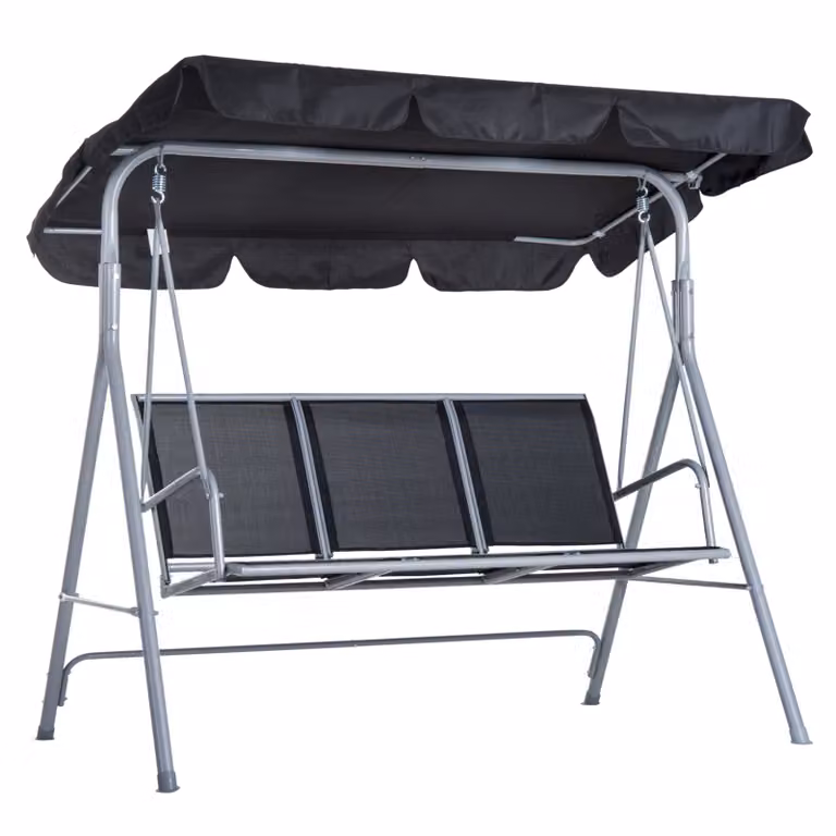 Outsunny 3-zits schommelbank met comfortabele kussens, grijs, B/D/H: 171 x 108 x 154 cm