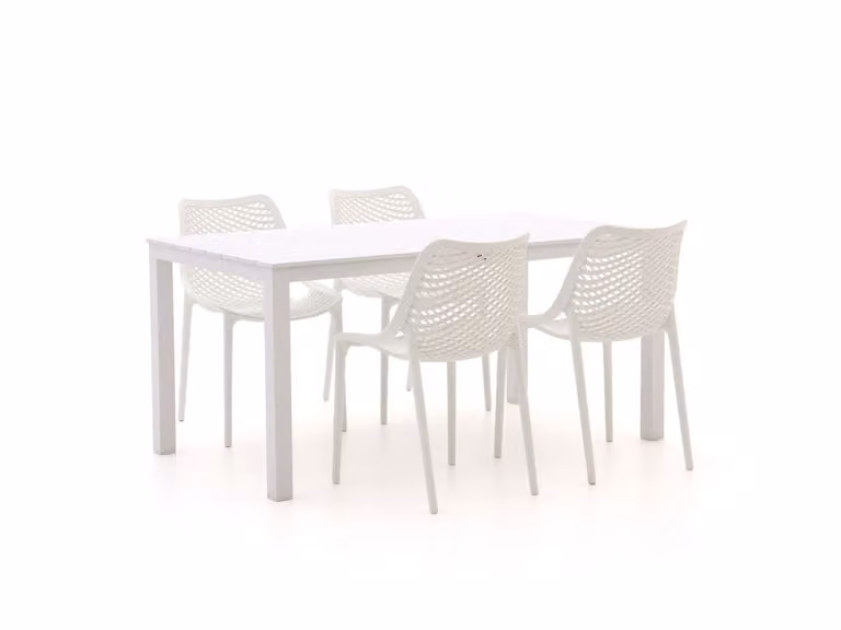 Forza Furniture Diningset Forza voor 4 personen, wit gepoedercoat aluminium, modern en stapelbaar