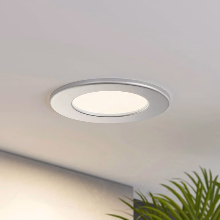 Prios Cadance LED inbouwlamp set van 10, zilver/grijs, CCT dimbaar, IP44, rond, 12 cm