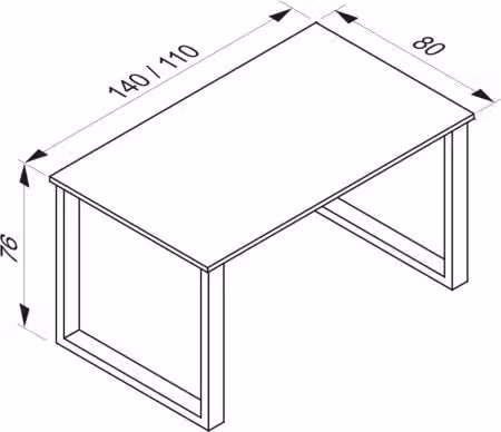 VCM Lona Houten Bureau met Metalen Poten - H 76 x B 140 x D 80 cm